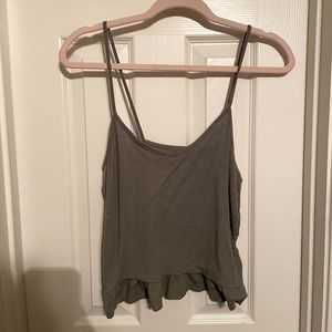 Size M, Dark Green Ruffled Tank Top